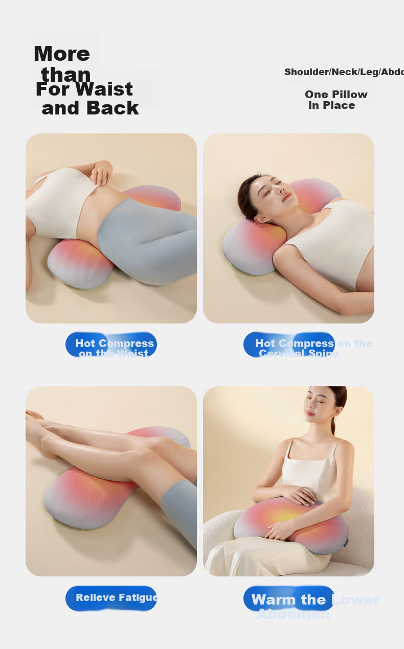 CORY Heating Back Pillow for Bed, Waist Support Cushion, Memory Foam Lumbar Support for Sleeping, Lumbar Disc Herniation Relief 12