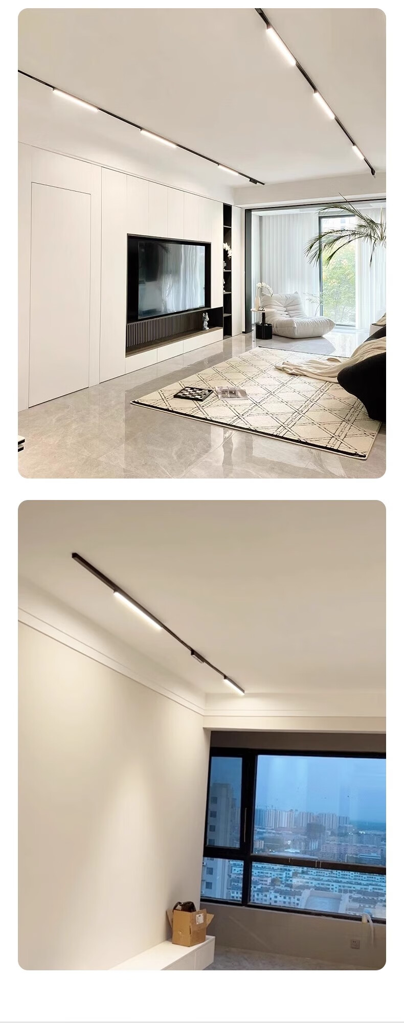 JIAOJIAOZHE Ultra-Thin Surface-Mounted Magnetic Track Light, Linear Light for Living Room Home Use, No Ceiling Mounting Required, Main Light Not Needed, 1 Meter Track 18