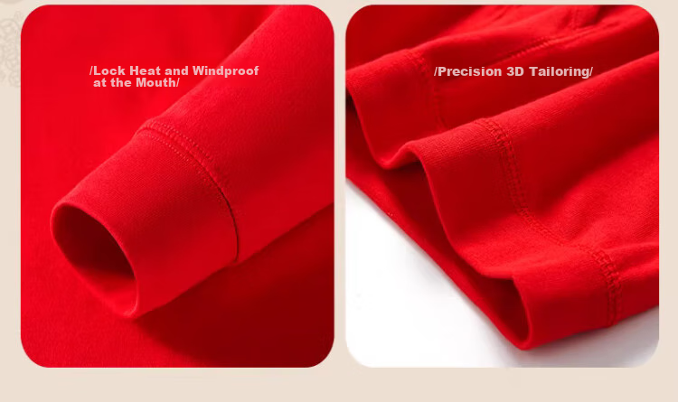 LangSha Horse Year Zodiac Red Pure Cotton Women's Autumn Underwear Set, Bright Red Thermal Underwear, New Year Wedding Base Layer 14