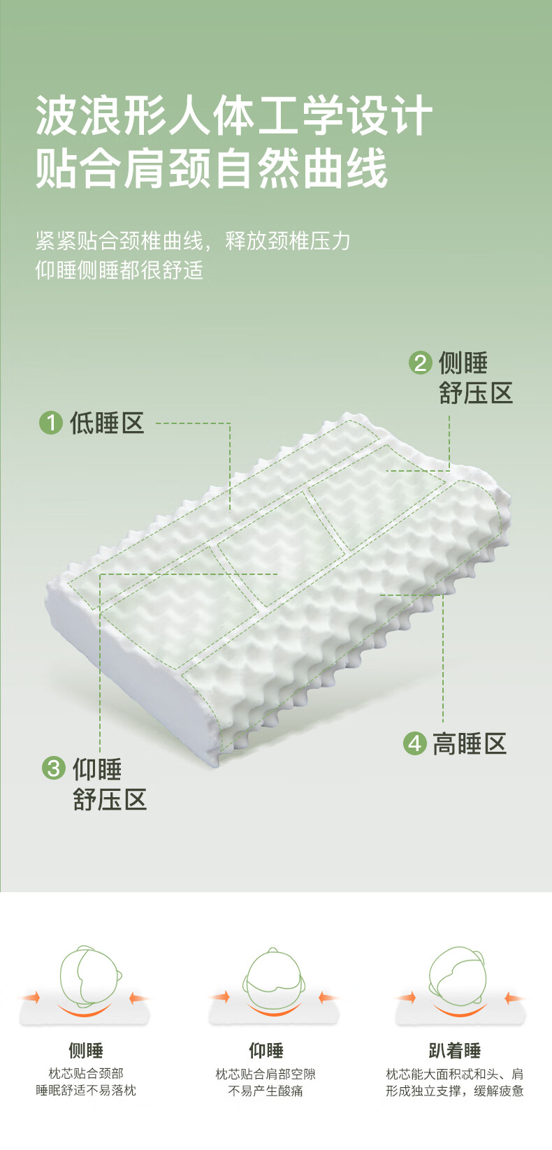 CROWN Latex Pillow Neck Support Sleep Aid Thai Imported Natural Latex Pillow Core + Pillowcase Set of 2 6