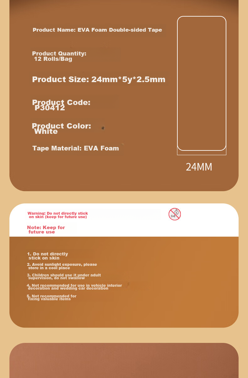 Deli Thin Strong Adhesive PE Foam Double-Sided Tape, Foam Double-Sided Tape Strong Adhesive No-Nail Glue, 18mm*3m*1mm, White 1 Roll, Office Supplies, 30418 14
