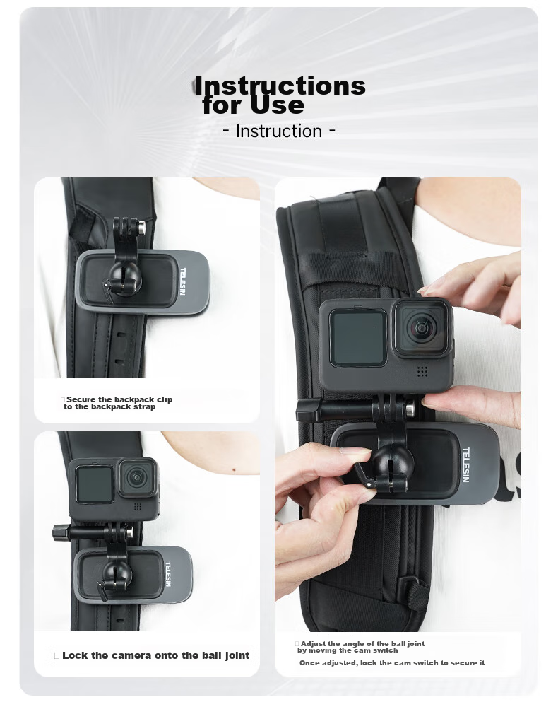 TELESIN Compatible Quick-Release Mount for DJI Action 5 Pro, Osmo 360 Shoulder Strap, Insta360 AcePro 2 X5 Chest Mount 9