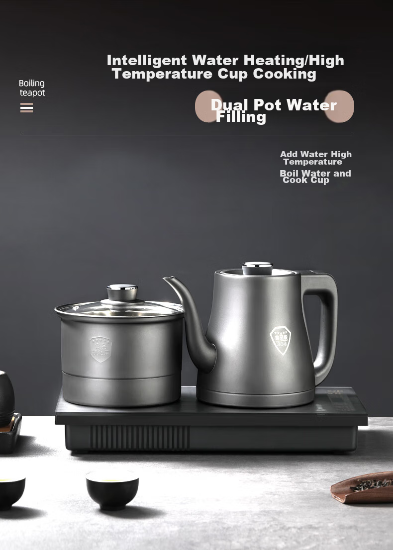 FUNORK Fully Automatic Electric Kettle with Tea Table, 304 Stainless Steel Integrated Tea Table And Coffee Table, Built-In Electric Teapot, Tea Set And Electric Tea Stove HL-602 Cleaning Model 1L 3