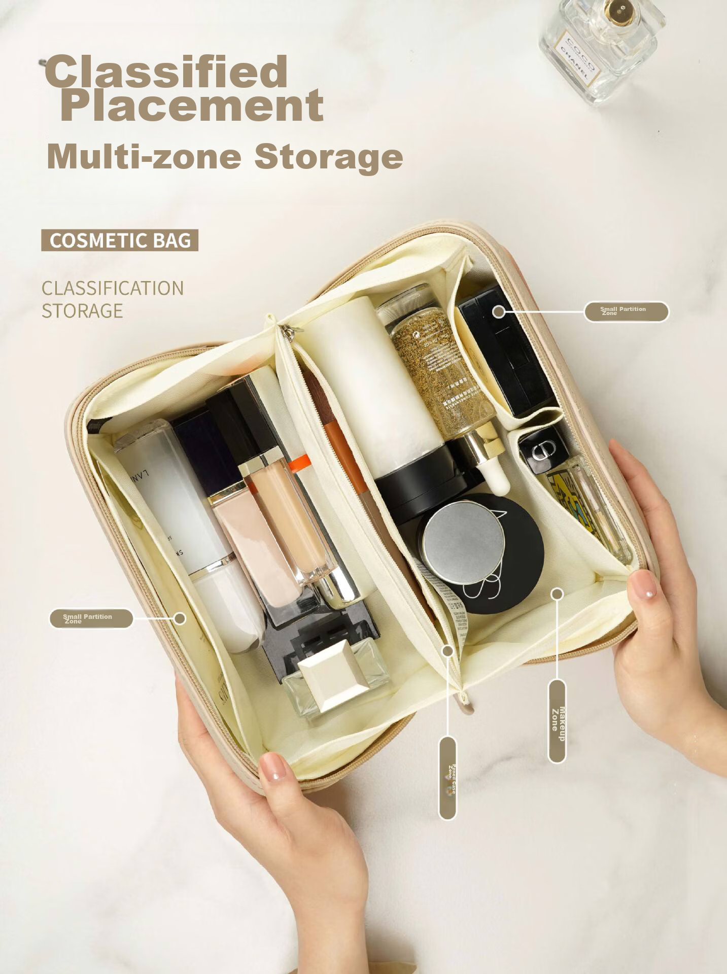 Fanyejia Shell Makeup Bag, Large Capacity Handheld Travel Portable Multifunctional Toiletry Bag, Cosmetics And Skincare Storage Pouch 3