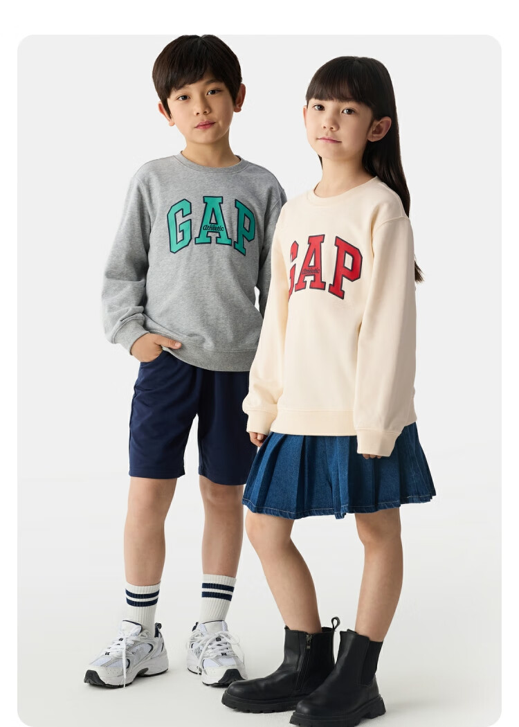 GAP [Same Style for Older And Younger Kids] Boys And Girls Spring Logo Contrast Color Long-Sleeve Sweatshirt 687330 7