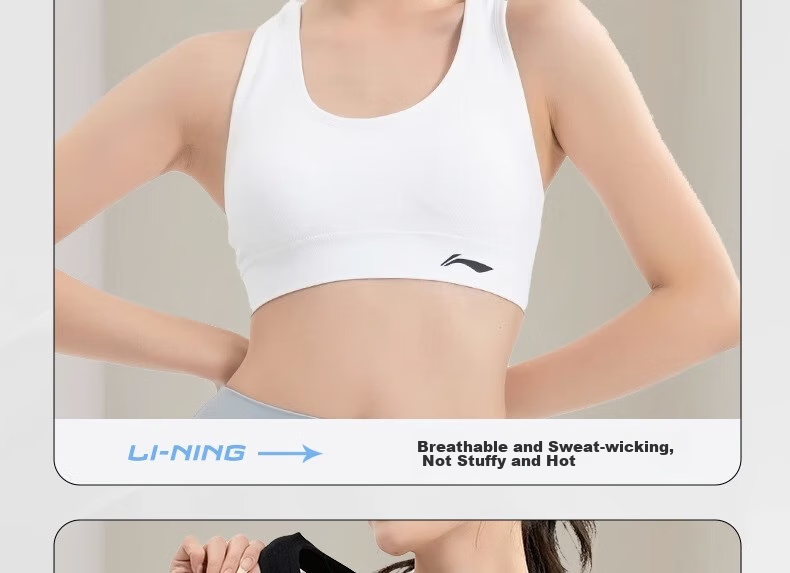 Li-Ning Sports Bra for Women, Yoga Fitness Bra with Medium Support, Quick-Drying Breathable Vest for Running, Pink, XL 18