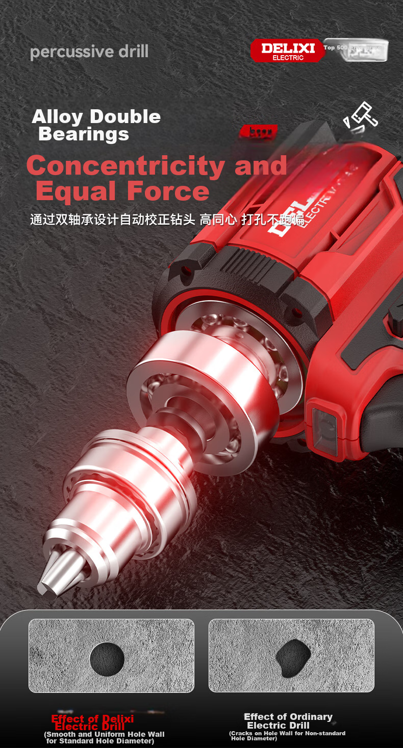 DELIXI ELECTRIC Electric Drill, Lithium Battery Drill, Electric Screwdriver, Household Rechargeable Hand Drill, Electric Screwdriver, Impact Drill, 4.0 Dual-Speed 12