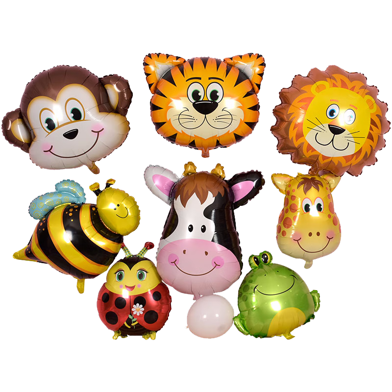 Jingtang Holiday Cartoon Animal Head Aluminum Foil Balloon, Children's Birthday Party Activity Decoration, Scene Setup Supplies