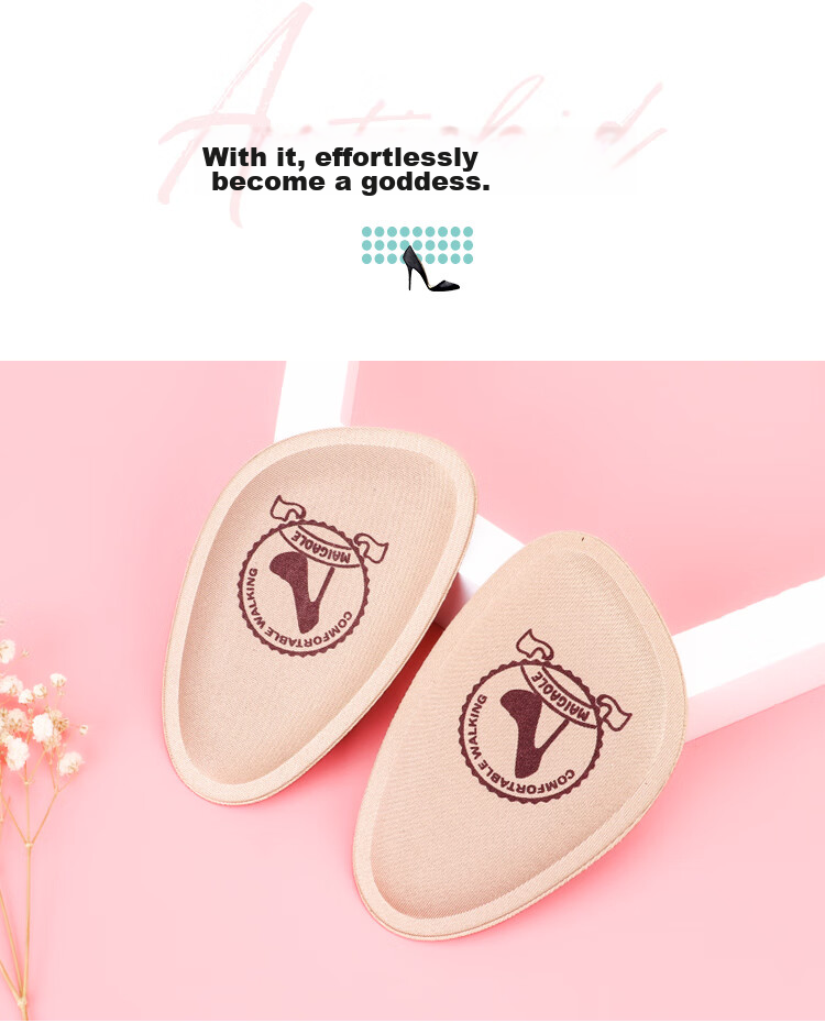 Maigaole 2 Pairs, Half Size Insoles, Forefoot Pads, Non-Slip, High Heel Shoe Aid, Soft Sole Comfortable Half Insoles for Women, Thick Style - Non-Slip And Sweat-Absorbing 10