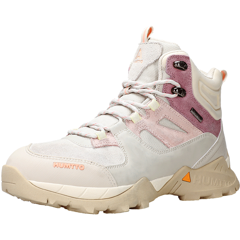 HUMTTO High-Top Waterproof Hiking Boots for Women, Non-Slip Shock-Absorbing Outdoor Trail Walking Climbing Shoes, Beige, Size 39