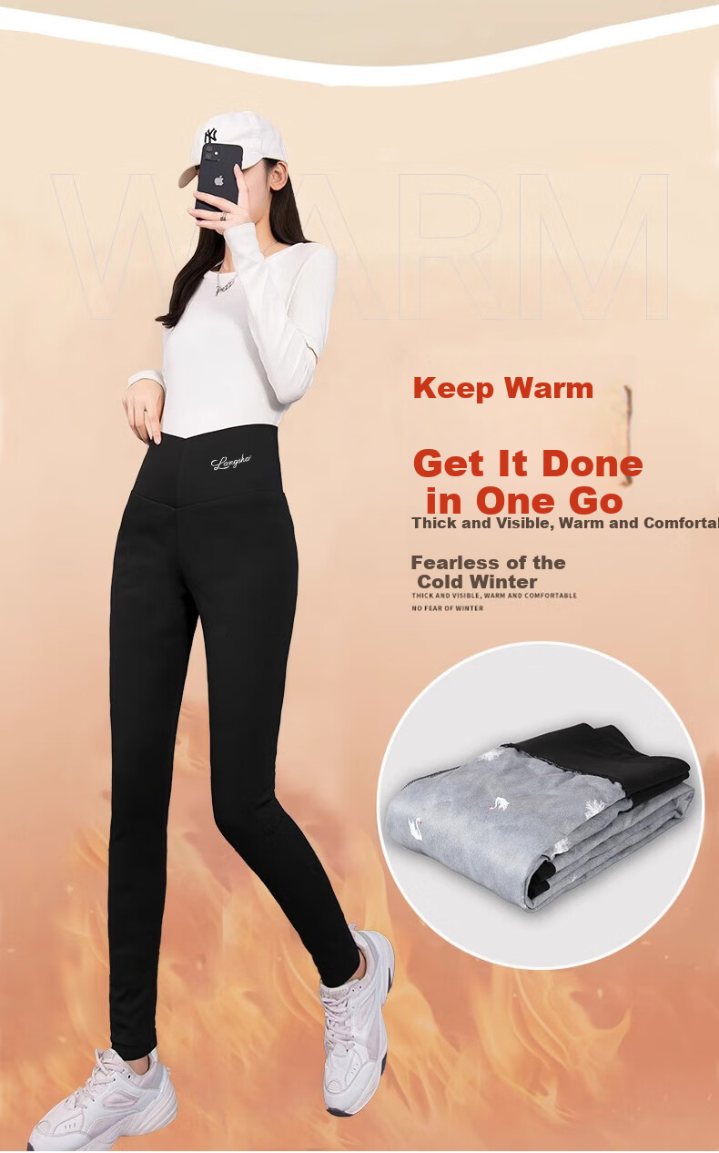 LangSha 2025 Autumn And Winter New Barbie down Pants for Women, Fleece-Lined White Duck down High-Waist Shark Cotton Pants, Cold-Proof Warm Trousers 9