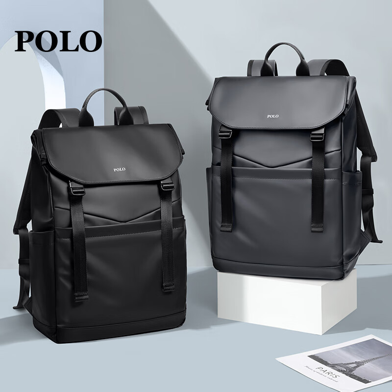 POLO Backpack for Men, Lightweight Travel Bag with Flip Cover, 16/17.3-Inch Laptop Bag, Business Trip Bag