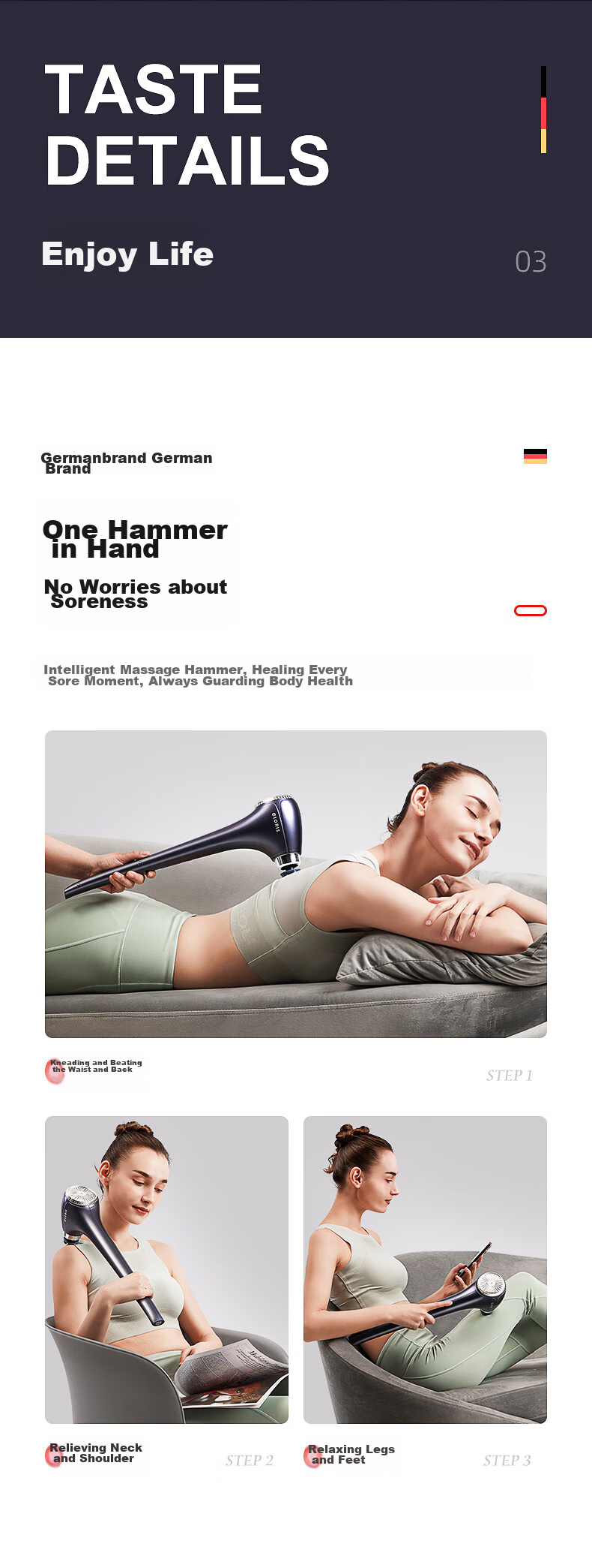 CLORIS German Cervical Massager Shoulder And Neck Massager Handheld Vibration Massage Hammer Full Body Massager Birthday Gift for Wife, Gift for Parents G23A 19