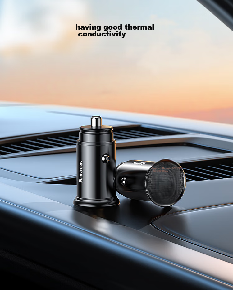 Baseus Car Charger, 5A Fast Charging Cigarette Lighter Adapter, Dual USB Ports, 30W Car Power Socket 23