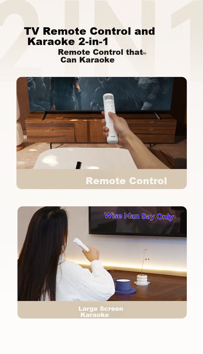 Chunmai TV-Specific Remote Control, Wireless Karaoke Microphone, TV Remote Control with Microphone, Handheld Speaker, Home KTV Compatible with Xiaomi TV for Singing 2