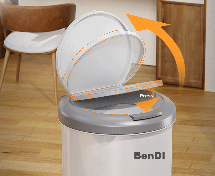 Bendi Pedal Trash Can, 12L Capacity, Dual-Opening Lid, Foot And Hand Press, Kitchen Garbage Bin, Household Bathroom Plastic Waste Container 16