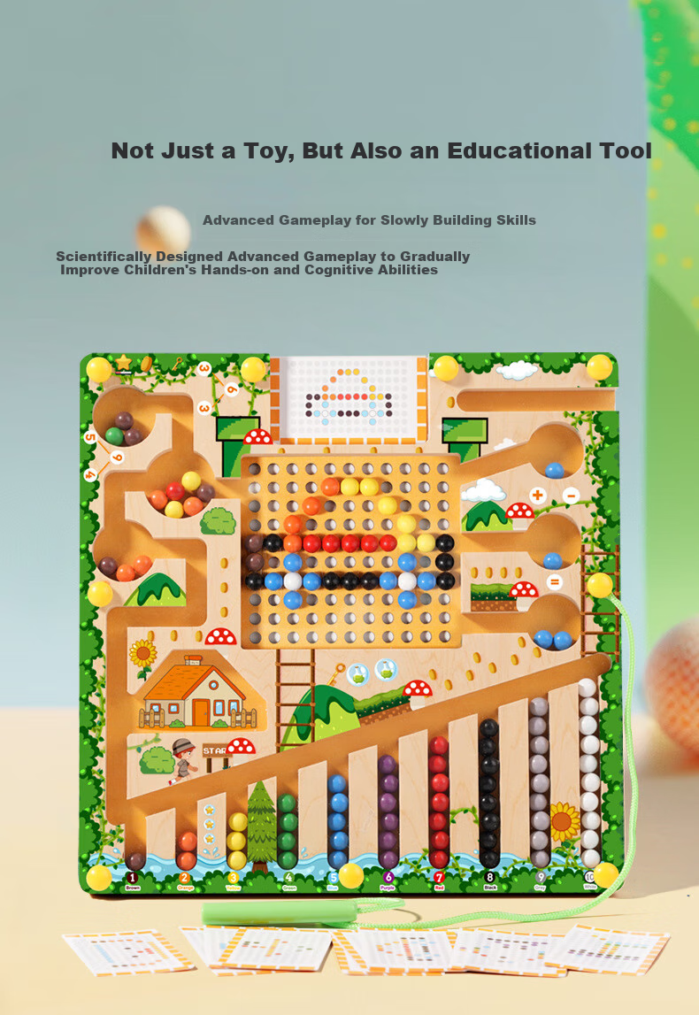 Lankupa Children's Educational Magnetic Bead Maze Writing Practice Toy for Focus Training, Gift for Boys And Girls Aged 3-6 2