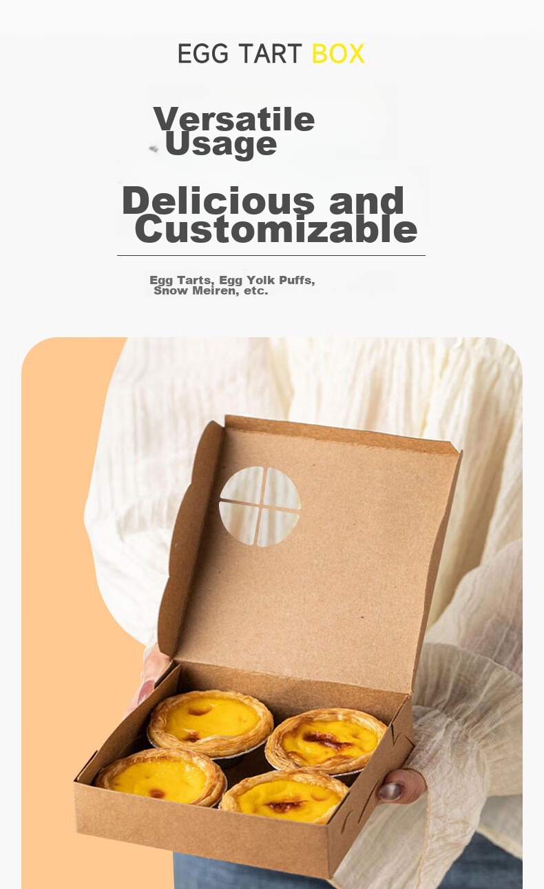 Edo Egg Tart Packaging Box (4 Pieces), Thickened Baking Snack Packaging Box, Egg Yolk Pastry Takeaway Box [20 Pieces] 6