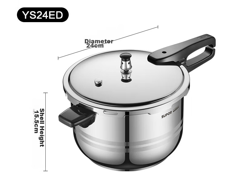 SUPOR 304 Stainless Steel 9L Pressure Cooker, 26cm [Suitable for 4-6 People], Explosion-Proof High Pressure Cooker, Compatible with Induction Cookers, Large Capacity 19