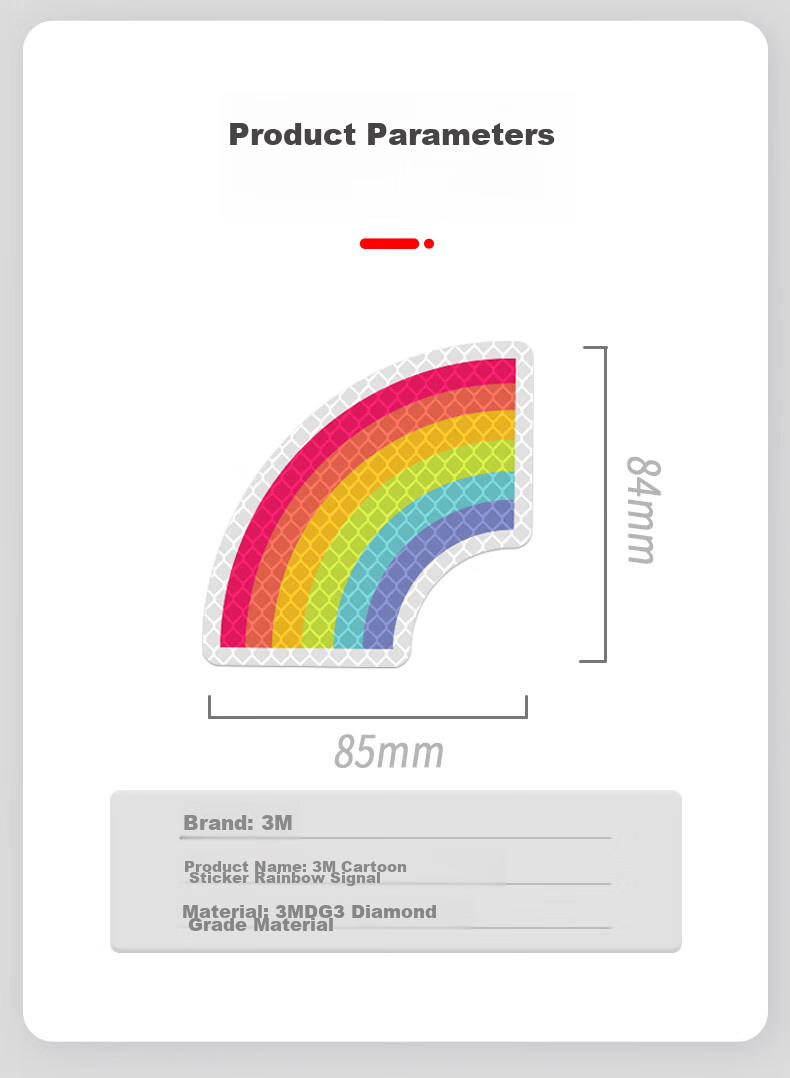 3M Reflective Warning Tape, Luminous Sticker for Electric Bikes, Motorcycles And Cars, Scratch Cover, Diamond Grade - Rainbow Signal, 8.5cm*8.4cm (1 Piece/bag) 9