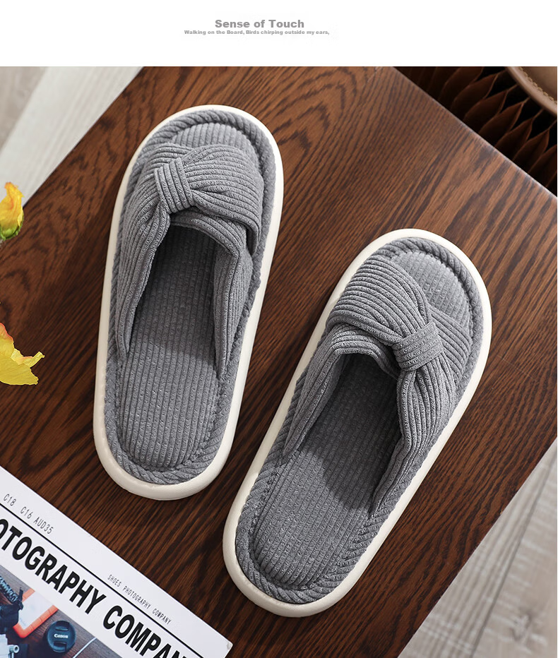 GUOLUOFEI Japanese-Style Sliding Home Cotton Slippers, Couple Indoor Floor Soft-Soled Non-Slip All-Season Men's, Beige, Size 44/45 15