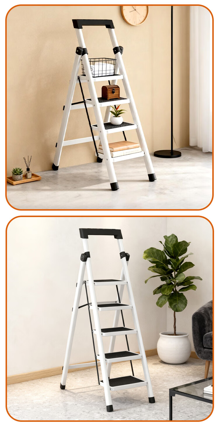 Warner New Household Folding A-Frame Ladder Multi-Functional Single-Sided Step Ladder TZ08 Red 4-Step Ladder 15