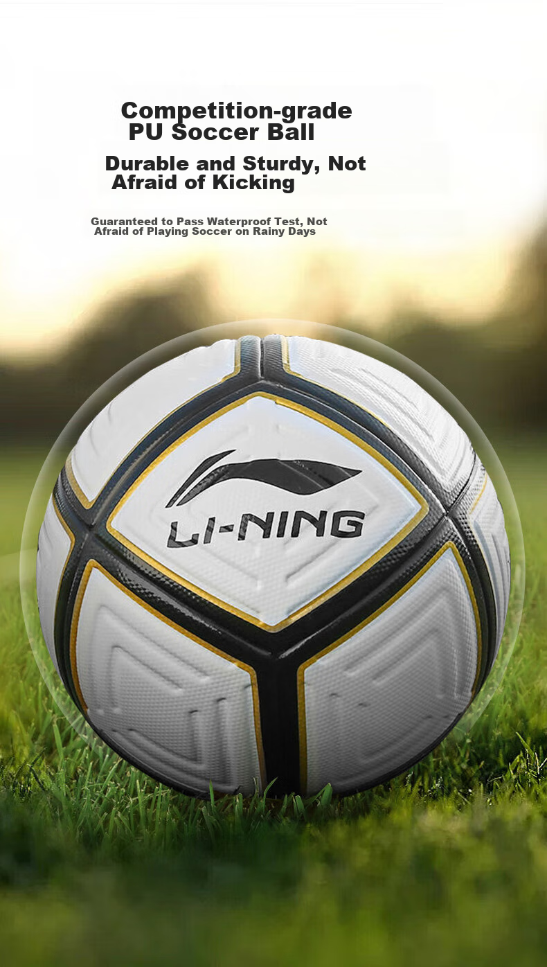 Li-Ning Soccer Ball Size 4 for Children, Adults, Middle School Entrance Exam Standard, High Bounce, Competition Training, Youth, Elementary School Students, Preschoolers, Four-Ball Size 4