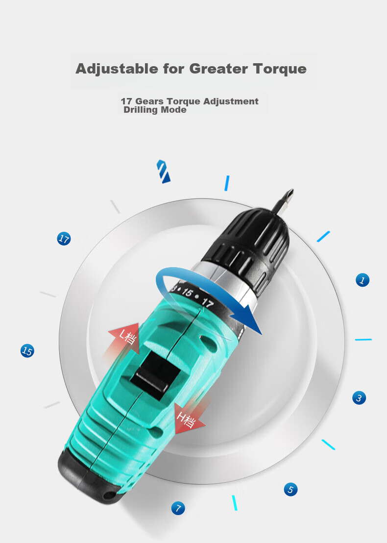 Dayi Electric Drill, Dual-Speed Hand Drill 1008, Rechargeable Hand Drill, Multi-Functional Household Electric Screwdriver, Electric Motor without Machine 3
