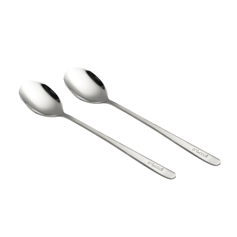 Onlycook 316L Stainless Steel Soup Spoons, Thick Round Bottom Dining Spoons for Home Use, Serving Spoons, Cutlery Set of Two