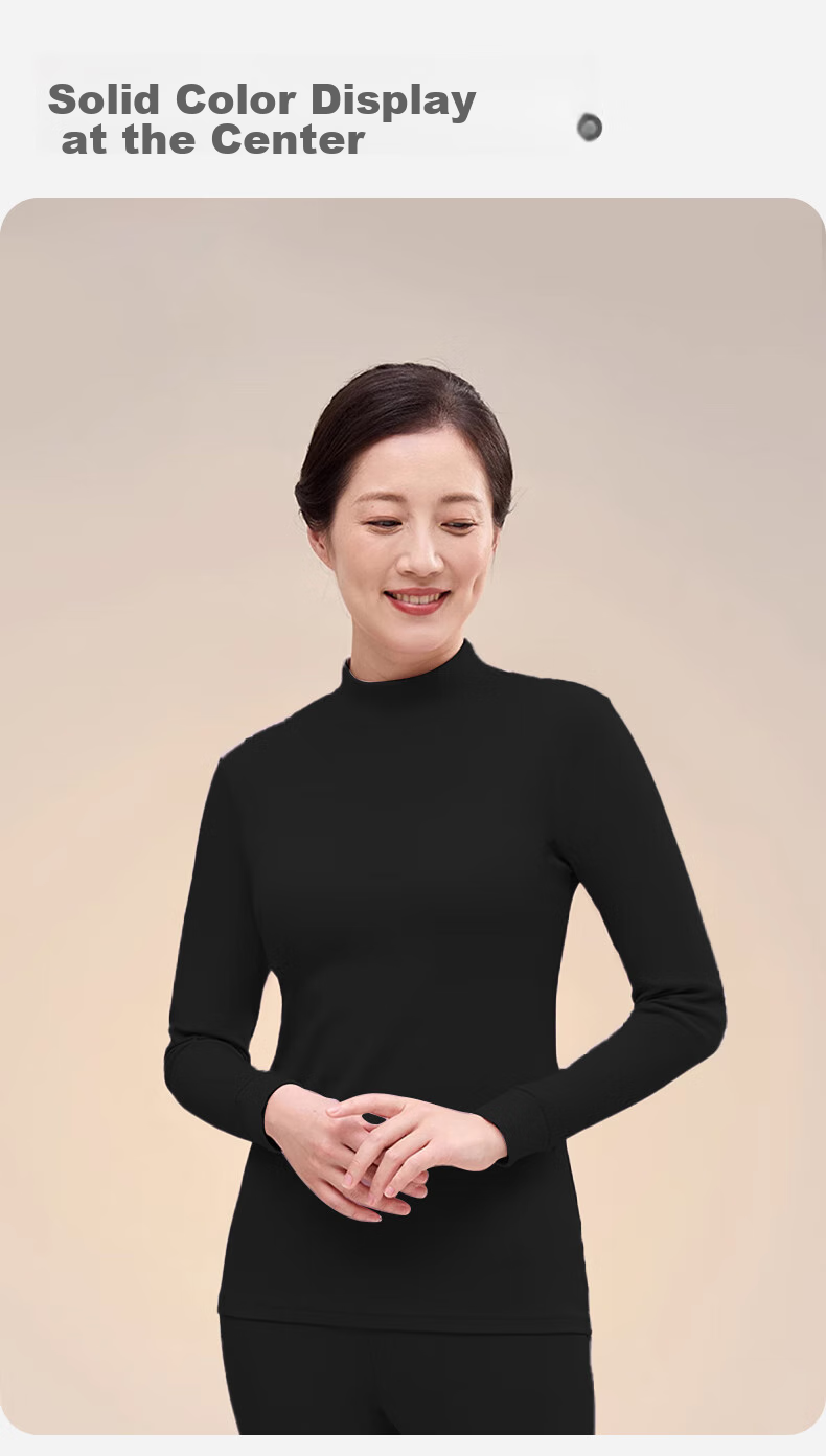 LangSha Middle-Aged And Elderly Women's Autumn Underwear Set with Mid-Neck Collar, Windproof, Warm, Pure Cotton, 7A Antibacterial, Heat-Generating Thermal Underwear 16