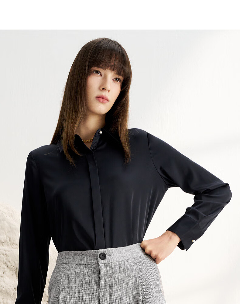 G2000 [Smooth Color Linen/drape] Women's Spring And Summer Elegant Comfortable Commuter Casual Shirt, Linen Color, XS/32 3