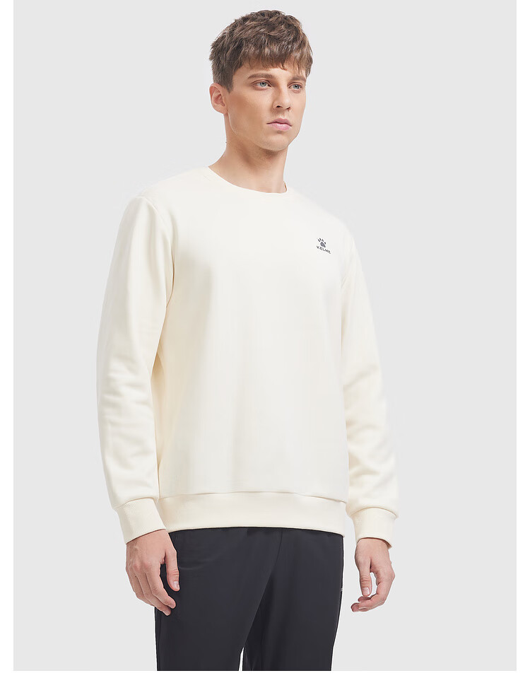 KELME Men's Winter Fleece-Lined Thickened Sweatshirt Casual Versatile Couple Pullover Women's Crew Neck Top Agate Black M 6