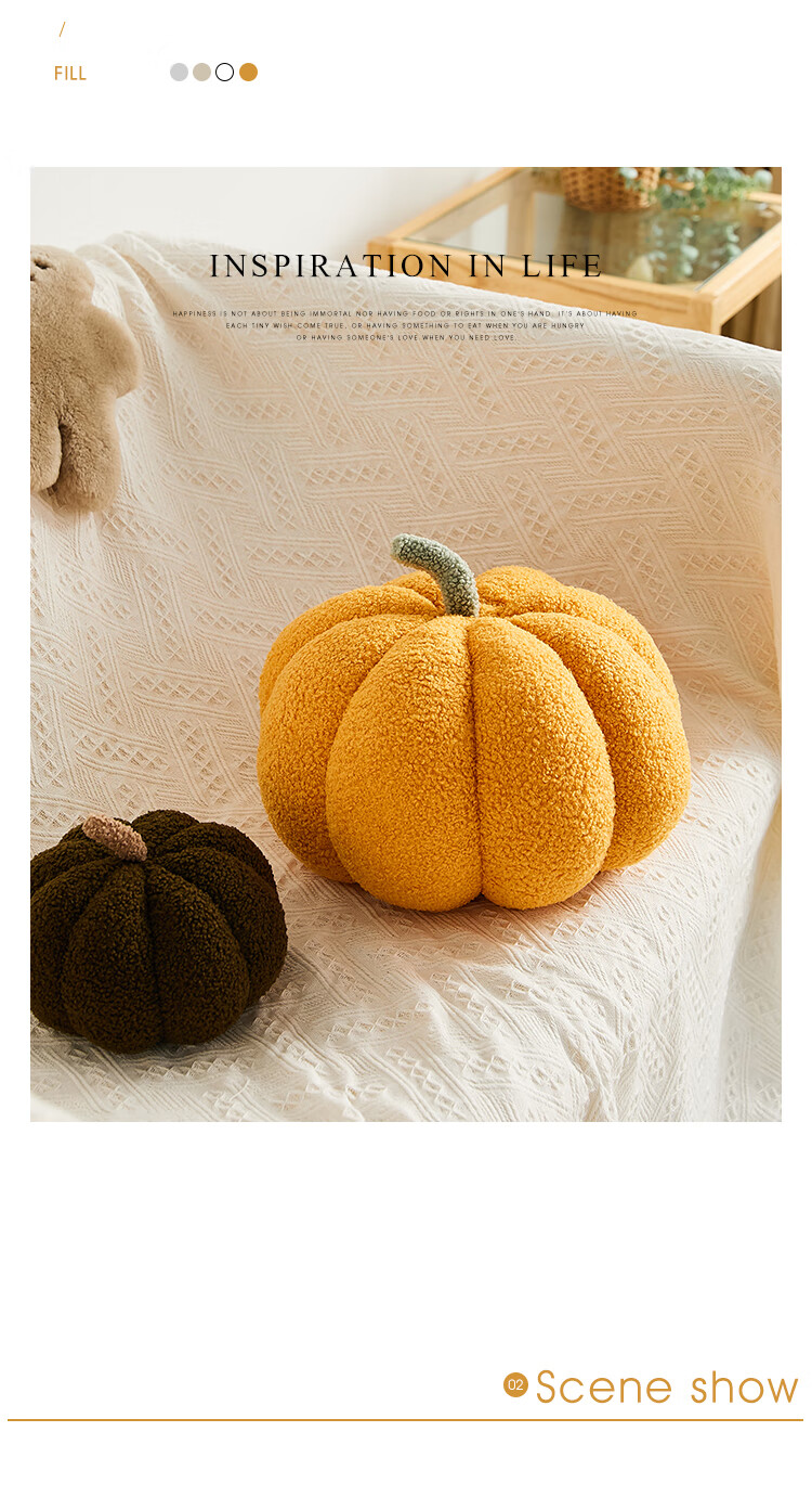 Pierre Cardin Nordic Instagram-Style Cute Pumpkin Plush Pillow Creative Living Room Sofa Cushion Bedside Decoration - Yellow 6