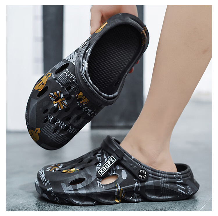 CARTELO Men's Sandals, Summer Hole Shoes, Dual-Use Outdoor And Indoor Slippers, Comfortable Closed-Toe Beach Shoes 17