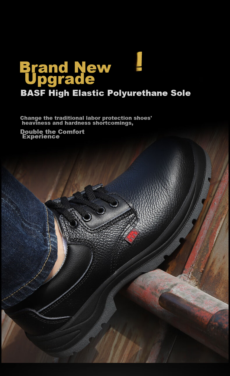 DUNWANG Anti-Smashing And Puncture-Resistant Safety Shoes for Men with Steel Toe Cap And Steel Sole, Cowhide Protective Work Boots, Wear-Resistant 1377 Safety Shoes Size 39 1