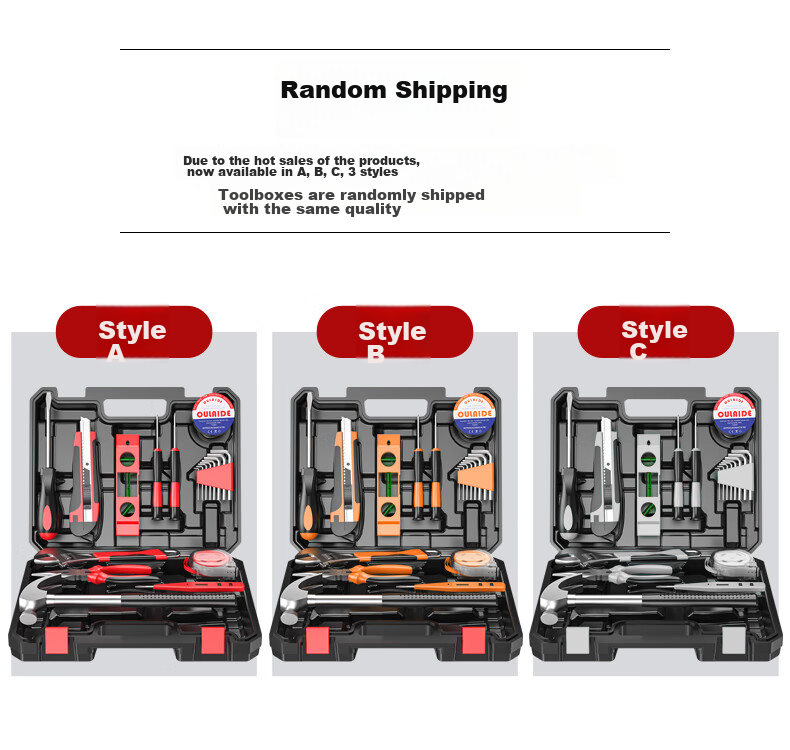 O'Lead Multifunctional Household Toolbox Manual Hardware Tool Set Home Electrician Carpenter Repair Kit 15