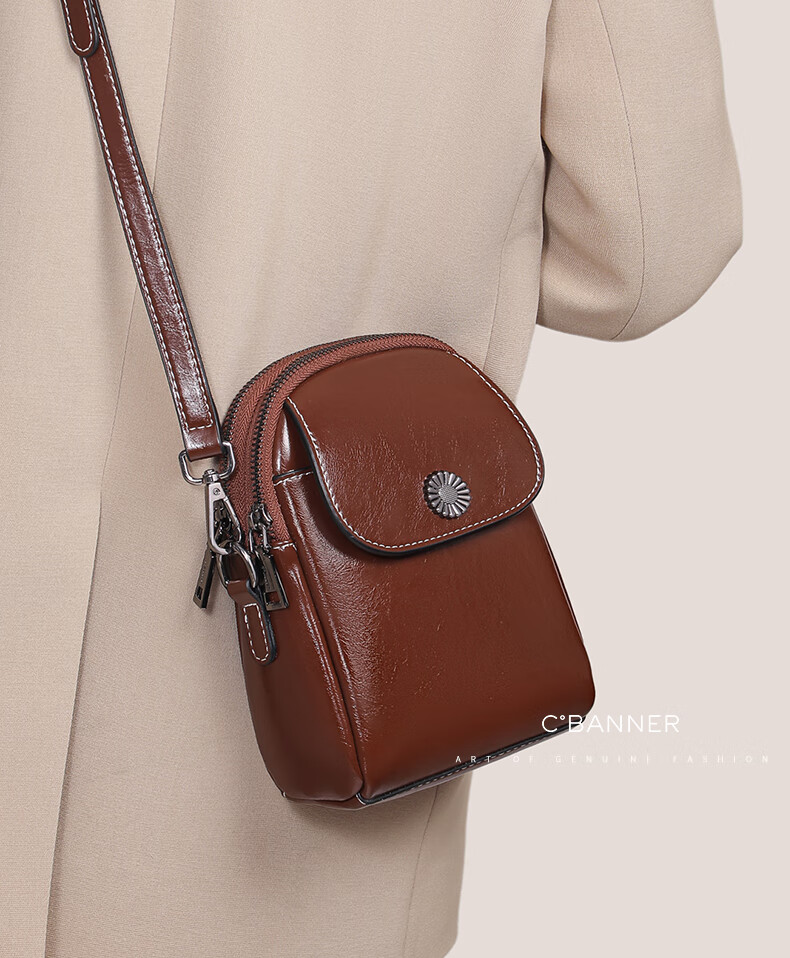 C.BANNER Leather Handbag for Women, Crossbody Bag, Fashionable Commuter Shoulder Bag, Light Luxury Brand Birthday Gift for Girlfriend on May 20 1