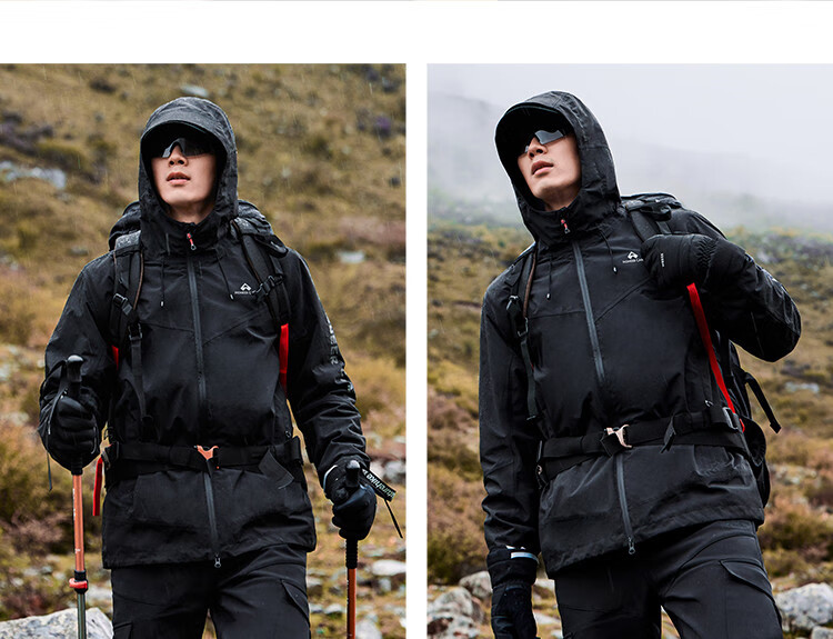Pioneer Camp Three-In Hardshell Jacket for Men, Autumn And Winter Outdoor Fleece-Lined Windproof Waterproof Warm Coat Hiking Wear Orange-Red XL 11