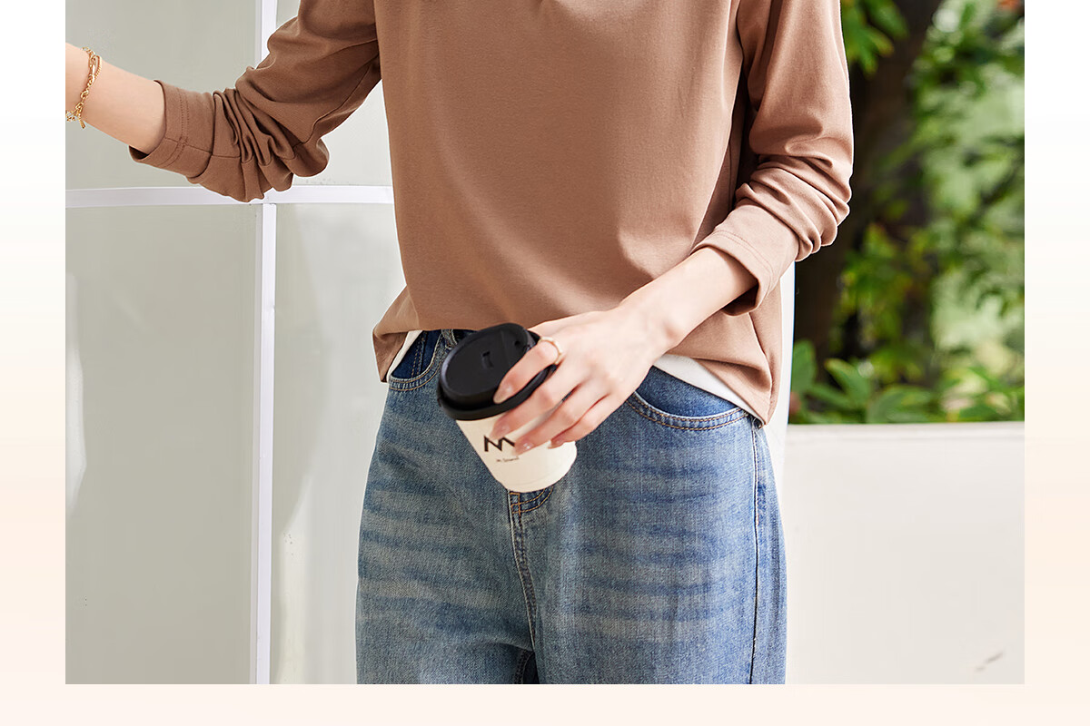Taxiang Long-Sleeve T-Shirt for Women, Wilderness Maillard Small V-Neck Faux Two-Piece Top T-Shirt Spring Autumn Contrasting Color Base Shirt T143T2042 5