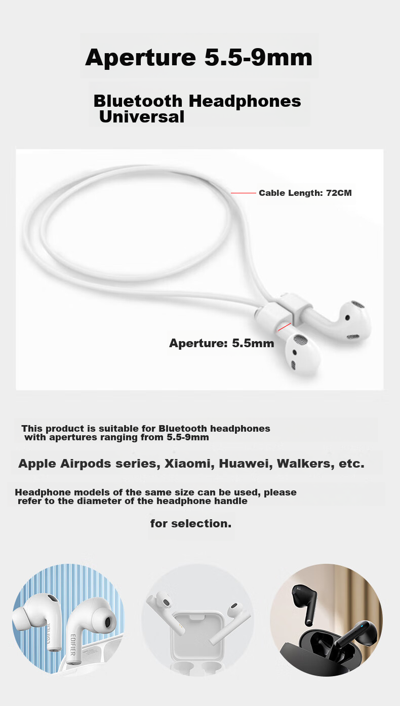 Masentek Compatible with Apple AirPods Pro, First And Second Generation Bluetooth Earphones, Anti-Loss Lanyard, Anti-Drop Device, Magnetic Anti-Fall Protection, In-Ear Accessory Case Cord 3