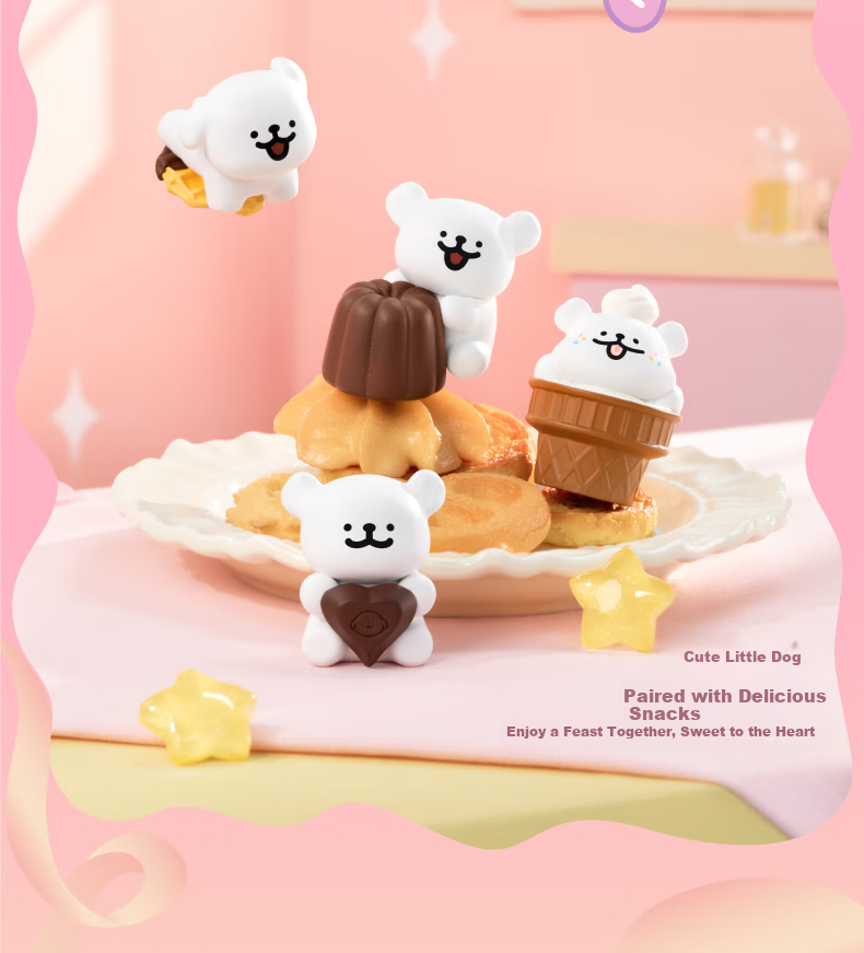 Funism [Horse Year Gift] Line Drawing Dog Playful Posture Trendy Blind Box Car Decoration Desktop Figurine Display Case 13