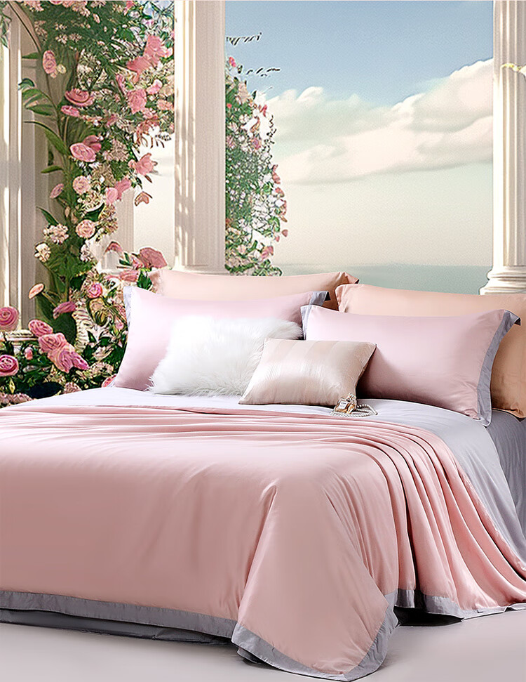 Fuanna 140-Thread Count Double-Ply Long-Staple Cotton Four-Piece Set Luxury Hotel Grade A Bedding Set for 1.5m Bed 9