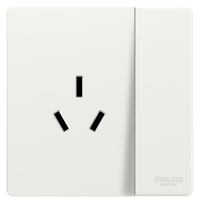 DELIXI Switch Socket CD806 Matte Frosted Cream Style Large Panel Single Control One-Gang Three-Hole 16A Han Yu White