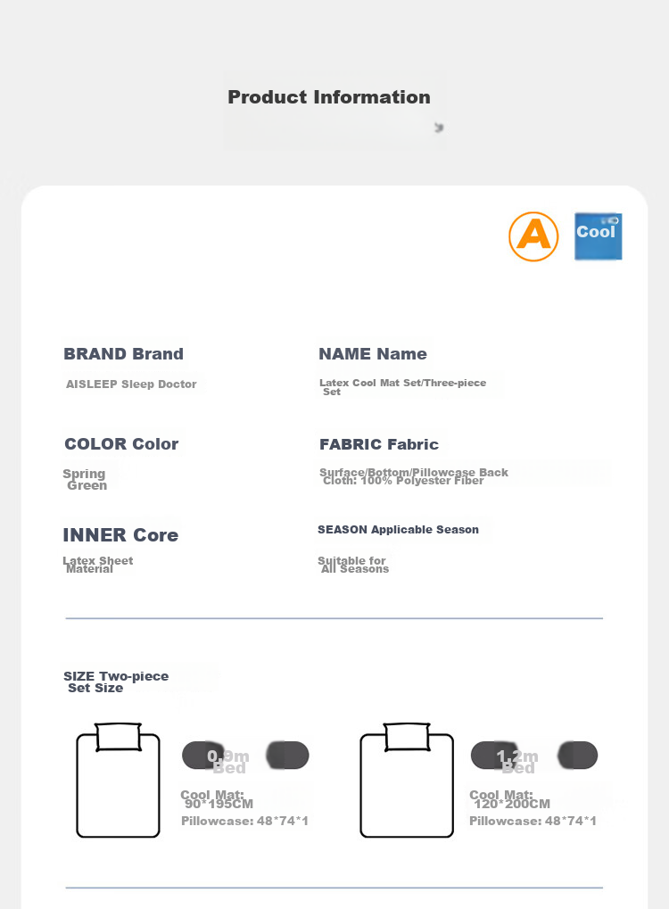 AiSleep Thai Latex Cooling Mat Set of Three, 1.5x2 Meters, Anti-Mite, Machine Washable, Ice Silk Mat, Summer Cooling Mat 10
