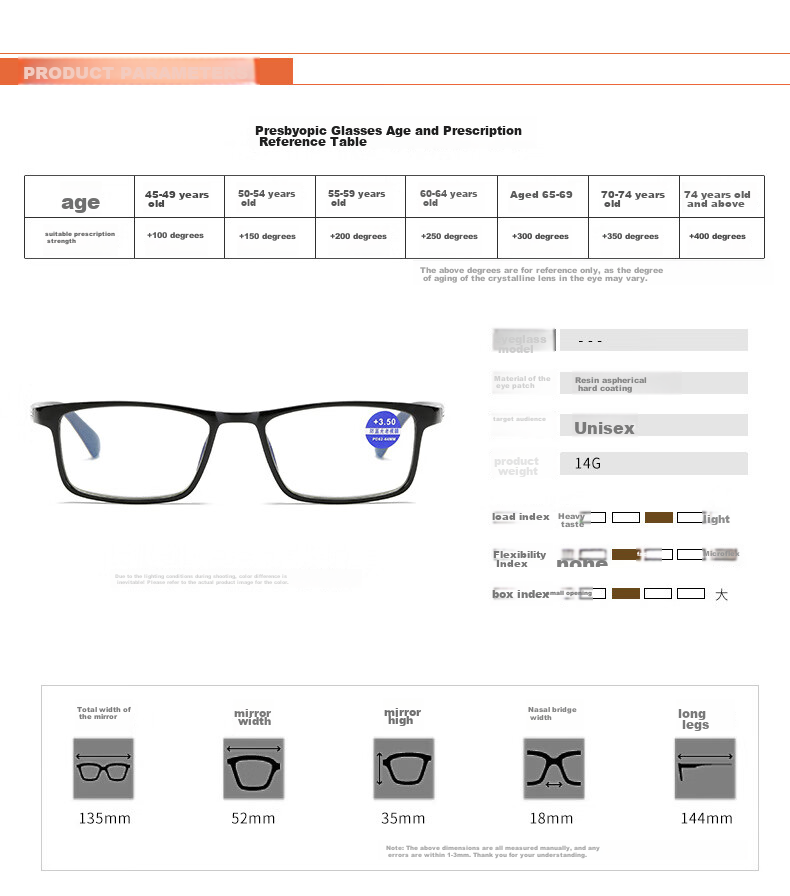 YIDUN Fashion Full-Frame Reading Glasses, High-Definition TR90 Lightweight Frame Anti-Blue Light Reading Glasses for Father's Day 5