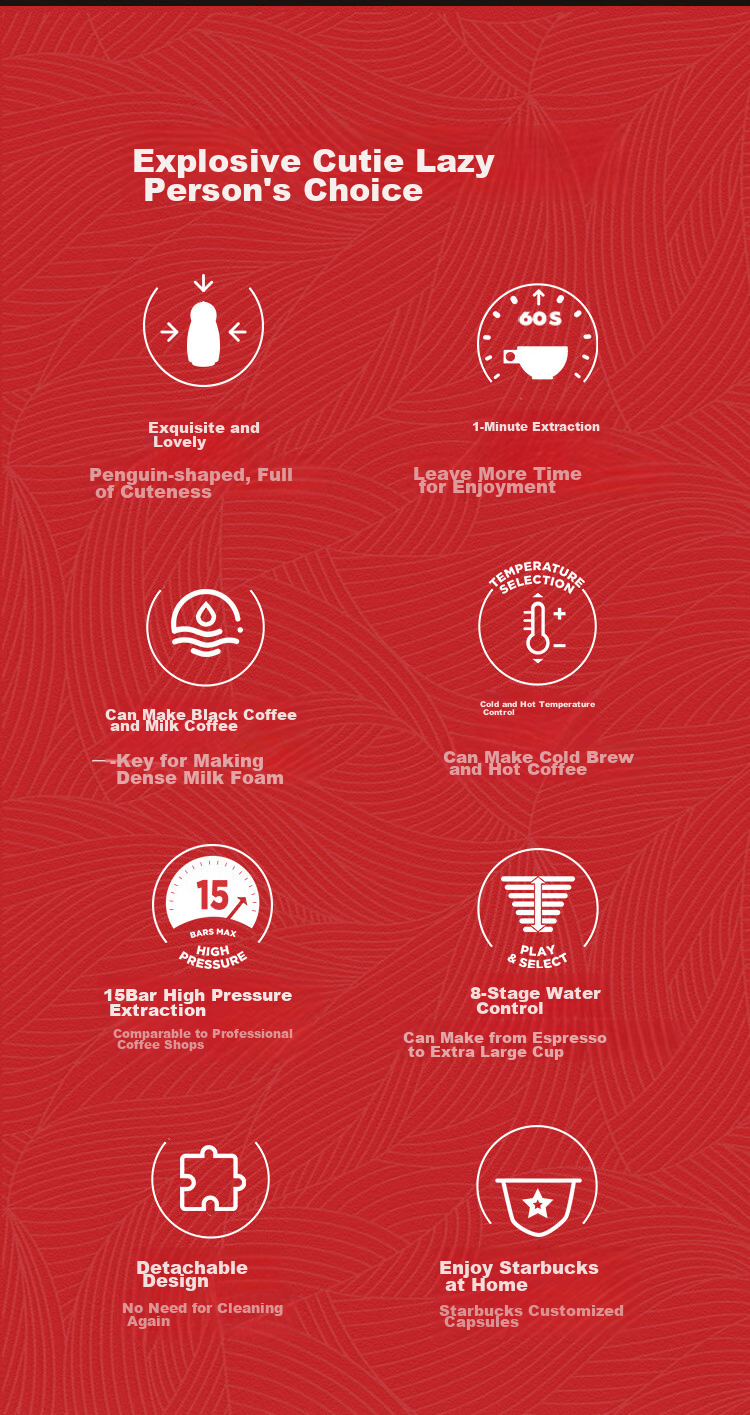 DOLCE GUSTO, Nestle, Fully Automatic Portable Capsule Coffee Machine, Genio, Little Penguin Red Capsule Machine, for Home And Office Use 3
