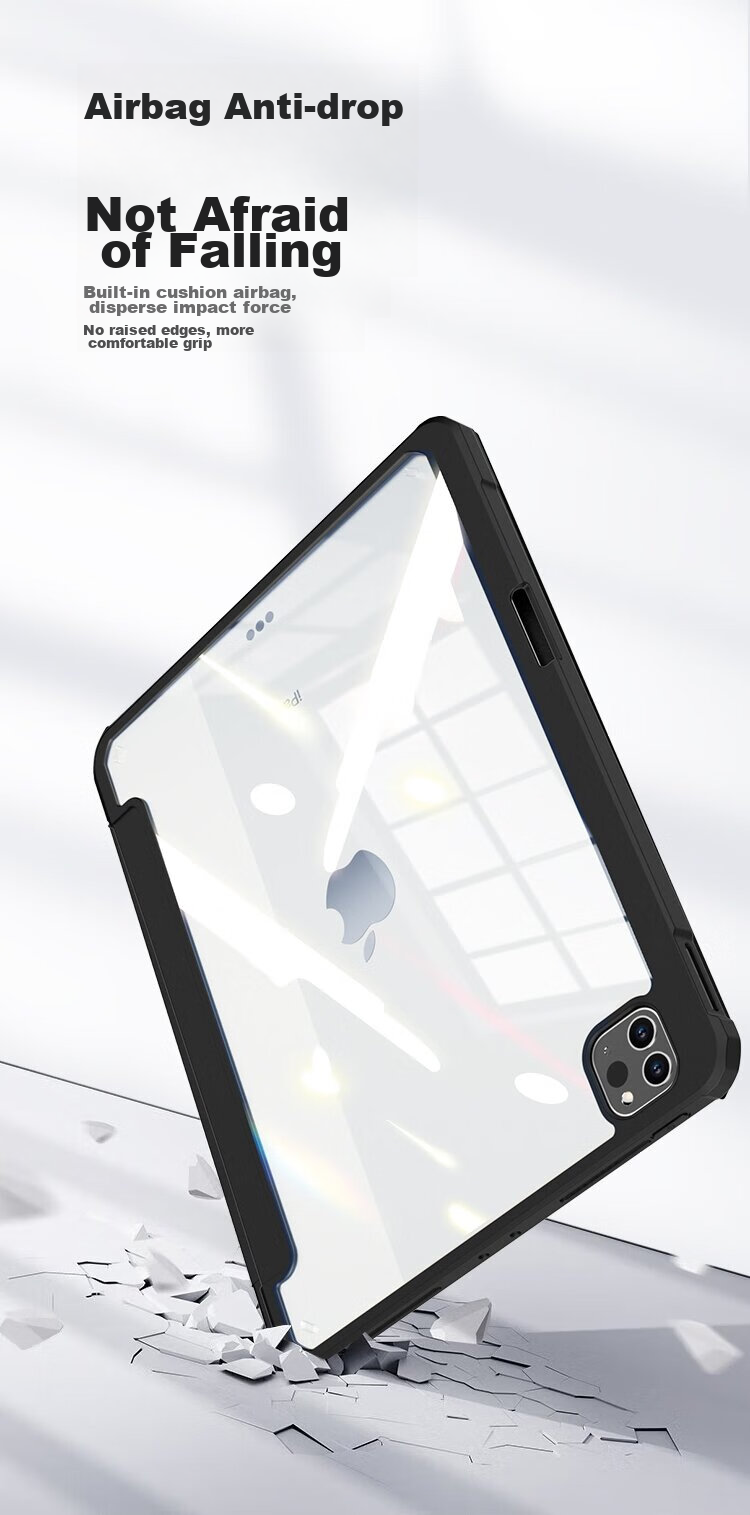 JD Original IPad Pro 11-Inch Case, Compatible with 2022/2021/2020 Models, Transparent with Pencil Holder, Magnetic, Full Protection for Apple Tablet, Anti-Bend And Shockproof, Black 7