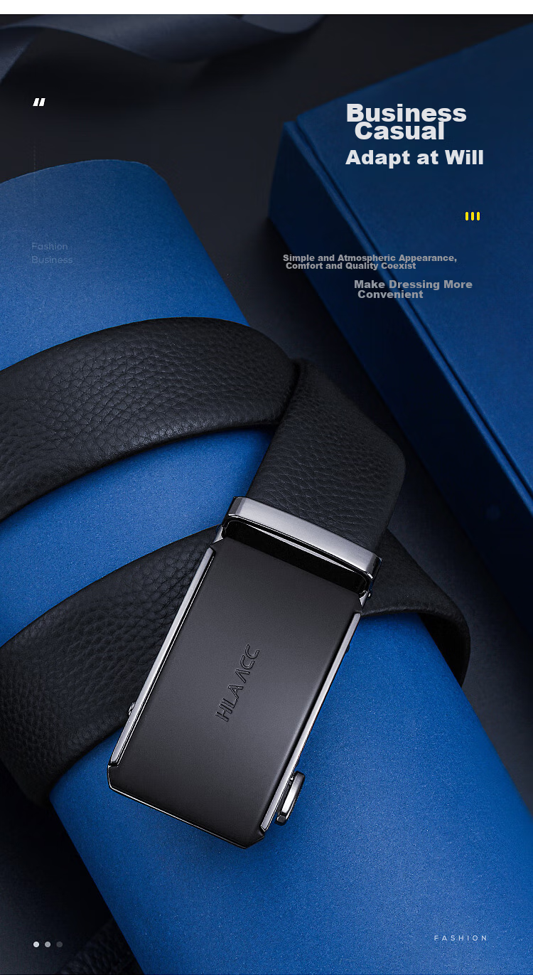 HLA Men's Belt, Top-Grain Leather, Automatic Buckle, Waistband, Practical Birthday Gift for Dad Or Husband, New Style 4