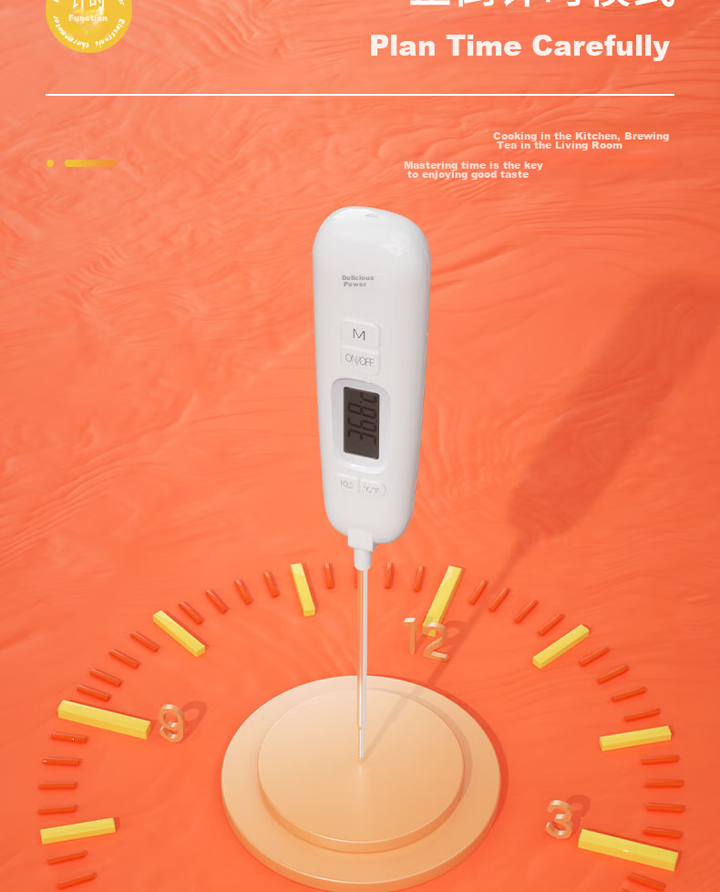 Deli Mechanical Oil And Water Temperature Gauge, Deep-Frying Food Oil Thermometer, Built-In Removable Scalding Clamp, Probe 30cm LE551 16