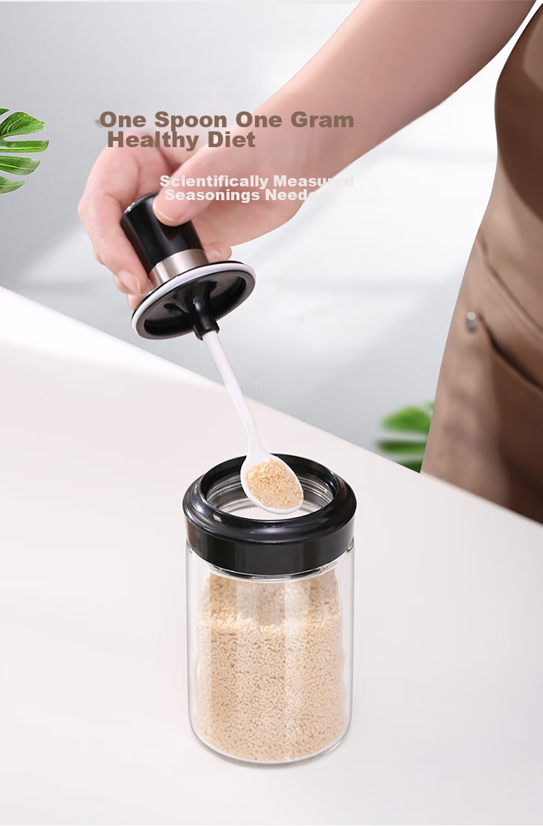 Xingfang Glass Salt Shaker Barbecue Seasoning Bottles with Spoon Lid, Sealed Storage Salt Containers for Home Use, Set of 6 6